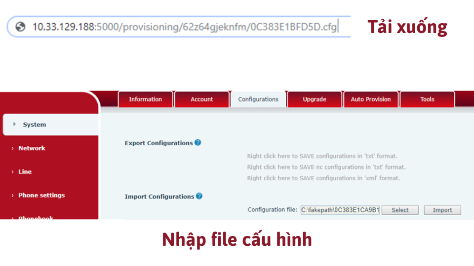 3. Tải về máy và nhập file cấu hình
