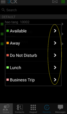 Hình 12 Thanh trạng thái người dùng có thẻ chọn