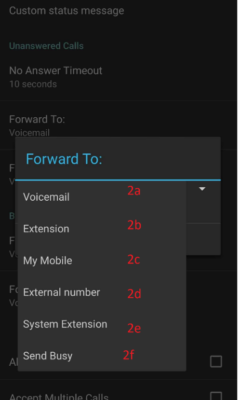 Hình 14 Người dùng có thể tùy chọn mục chuyển tiếp cuộc gọi nhỡ đến đâu
