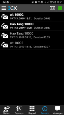 Hình 17 Danh sách cuộc gọi nhỡ đã được ghi âm lại