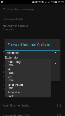 Hình 20 Những người dùng trong mạng sẽ hiện lên và bạn sẽ chọn một người để mà chuyển tiếp lời nhắn
