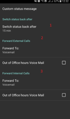 Hình 22 Giao diện khi chọn trạng thái Away