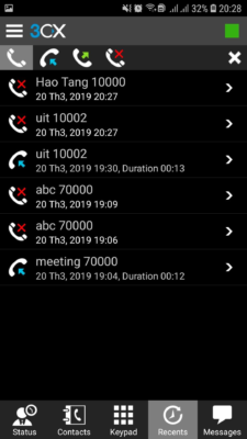 Hình 23 Những cuộc gọi, nhận, nhỡ sẽ được hiển thị trong đây
