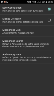 Hình 30 Giao diện khi vào Audio Options