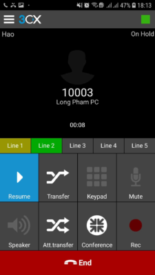Hình 36 Dùng 2 line để nói chuyện với 2 người khác nhau